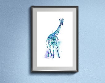 Giraffe Wall Art. Watercolors Giraffes Arts Prints. Kids Print. Children's Room Decor.