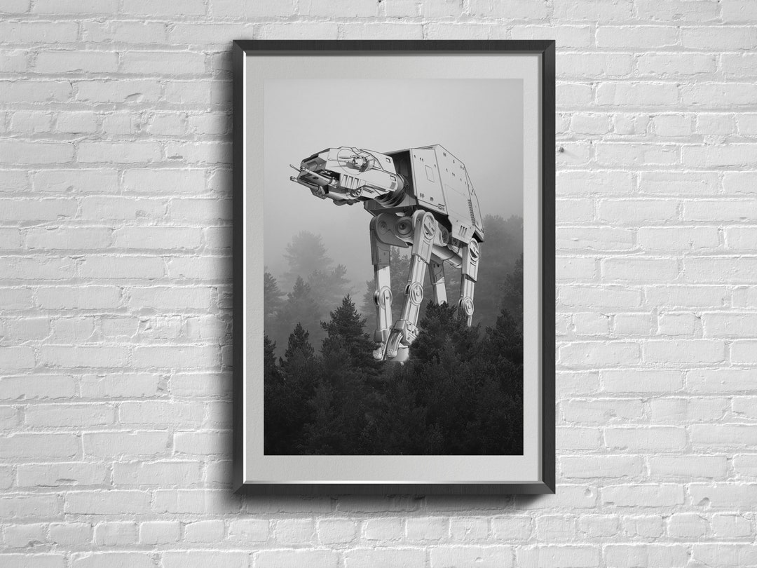 Black and White Alien Walker Art Print: Robotic Poster - Etsy Australia