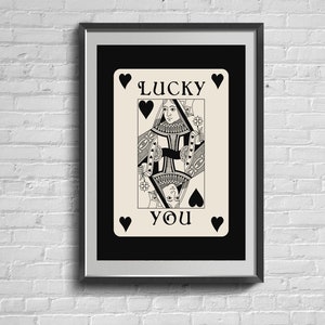 Arte mural retro de moda. Impresión estética retro de moda. Póster de la carta Ace. Póster artístico "Lucky You". Decoración artística divertida.