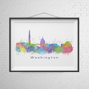 Washington DC Travel Poster. America Travel Print. City Skyline Wall Art. Living Room Decor On Canvas.