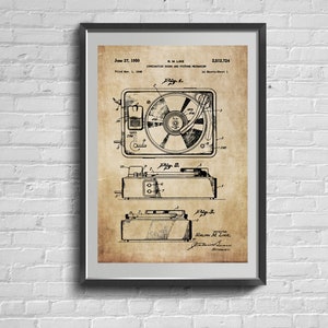 Patent Print Of Vinyl Record Player From 1950: Vintage Patent Print. Gift For Music Lover. Living Room Retro Decor. Blueprint Poster.