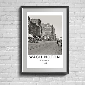 Washington Wall Art. Bezirk von Columbia. Stadt Print. Wohndekor. Minimalistisches Poster. Foto aus dem 20 Jahrhundert.