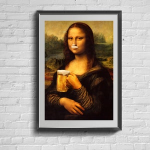 Pop Art Mona Lisa Poster. Illustration Painting Print Wall Art.