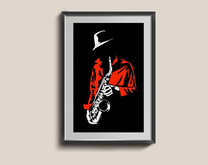 Jazz Poster Wall Art. Musician Print. Retro Music. Gift For Him. Home Decor.