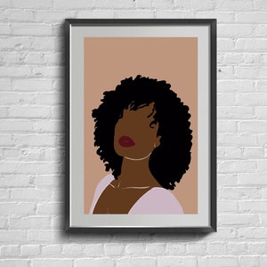 Feministische sterke vrouw sterke semale muurkunst. Boho Black Woman Power Art Print.