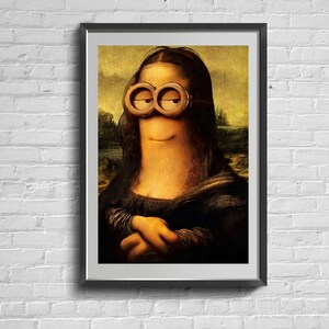 Poster della Gioconda dei cartoni animati. Stampa artistica da parete con illustrazione pop.