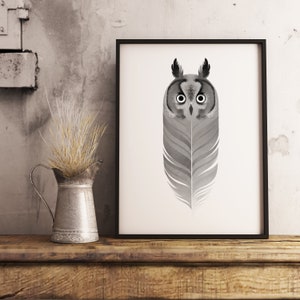 Black And White Owl. Owls Posters. Modern Print. Bird Poster.