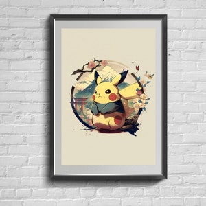 Pikachu in Vibrant Scenery - Artwork for Fans of the Beloved Anime and Game Series.