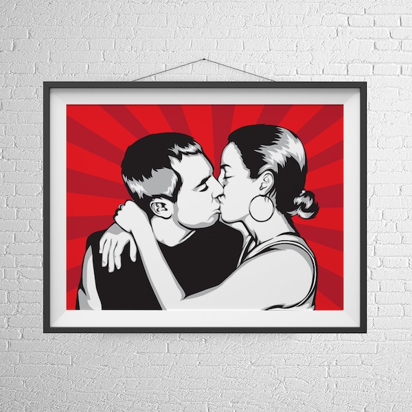 Couples Pop Art Portrait From Your Photo. Custom Poster. Andy Warhol Style Print. Romantic Gift. Home Decor.