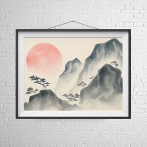 Japanse kunstafdruk. Japanse kunst aan de muur. Japanse kunst. Aziatische kunst