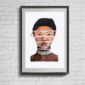 Feministische poster. Krachtige vrouw sterke semale kunst aan de muur. De toekomst is vrouwelijk.