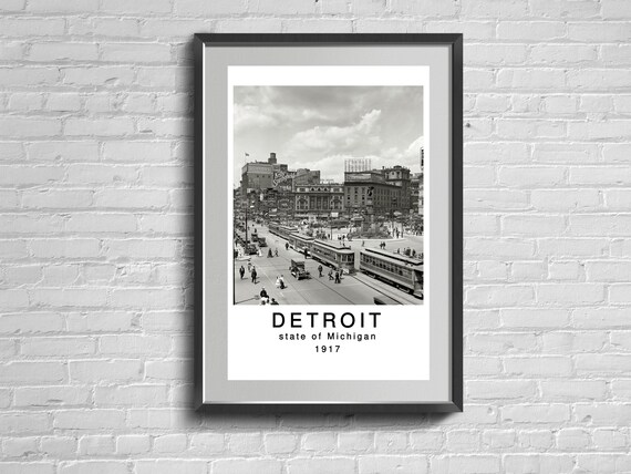 Detroit Wall Art State Of Michigan City Print Home Decor Etsy