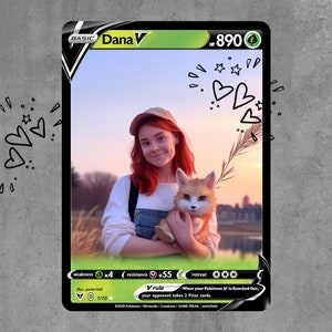 Cartes personnalisées PokePets. Pokecard numérique pour animaux de compagnie. Art mural cadeau pour elle et lui.