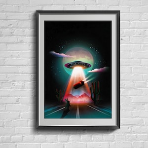 I Want To Believe Wall Art Poster. Retro Art Reproduction Office Decoration Art Print. Sci-fi Poster. UFO Print.