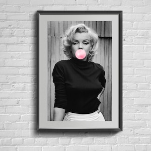 Famous Model Wall Art. Pink Bubble Gum Print. Bubblegum Poster. Home Decor.