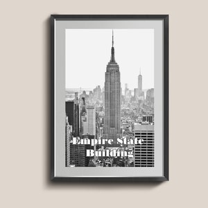 Arte mural de Nueva York. Empire State Building. Póster de arquitectura urbana. Paisaje urbano de Nueva York. Impresión de rascacielos. Decoración de viaje para el hogar.