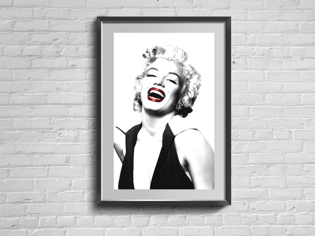 Marilyn Monroe Red Lips Art Print: American Actress Poster - Etsy