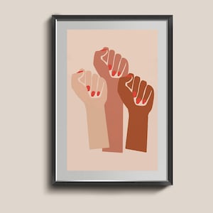 Girlpower-print. Feministische poster. Vrouw sterke semale kunst aan de muur. Retro vintage cadeau. Woondecoratie.