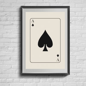 Pôster de Carta Ace. Pôster de Arte Lucky You. Decoração de Arte Engraçada. Arte de Parede Retrô Moderna. Impressão Estética Retrô Moderna.