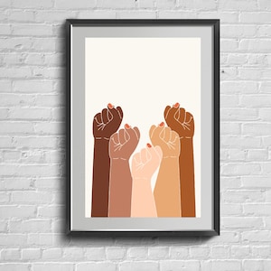 Girlpower-print. Feministische poster. Vrouw sterke semale kunst aan de muur. Woondecoratie. Retro vintage kunstcadeau.