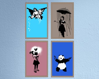 Moderne illustratieposter. Set van 4 meisjesachtige decoraties.