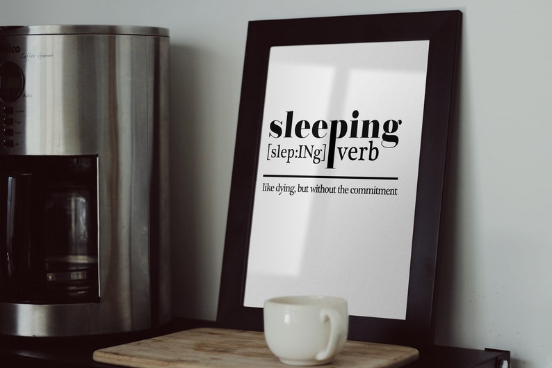 Sleeping Definition Wall Art. Funny Bedroom Poster. Dictionary Etsy
