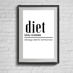 Diät Definition Wand Kunst Druck. Lustiges Küchen Poster. Modernes Dekor.