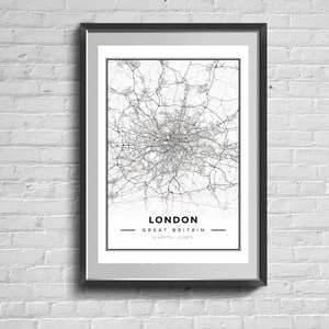 Impresión de mapas de Londres. Mapas de Gran Bretaña. Arte callejero de Londres. Arte mural de Gran Bretaña. Decoración con mapas de Londres.