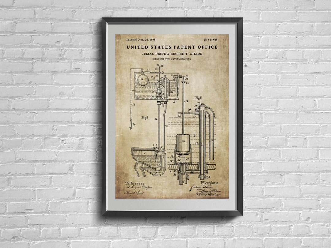 Toilet Patent Art Print: Vintage Bathroom Blueprint Decor - Etsy