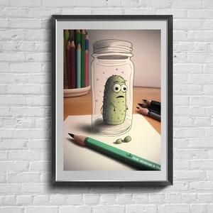 Signierter Kunstdruck. Poster The Last Pickle. Kinderzimmer Wand Dekor.
