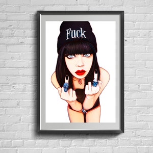 Krachtige vrouw sterke vrouw kunst aan de muur. Girlpower-print. Zwart meisje kunst aan de muur. Feministische poster.
