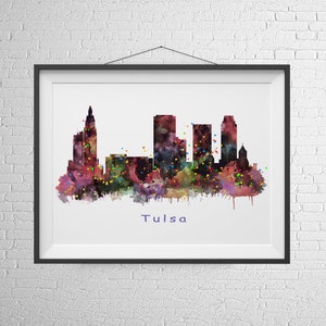Tulsa DC Travel Poster. America Travel Print. City Skyline Wall Art. Living Room Decor.