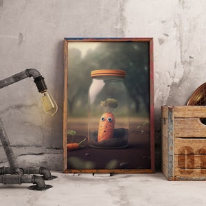 Signierter Kunstdruck. Die letzte Karotte Poster. Kinderzimmer Wand Dekor.