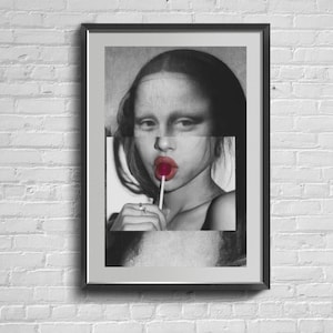 Mona Lisa Lollipop Poster. Pop Culture Illustration Painting Print Wall Art.