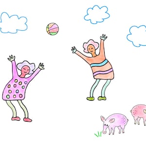 Femmes jouant au ballon Notecard