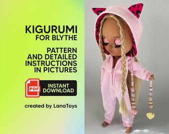 Pajama pattern for Blythe Kigurumi for Blythe dolls