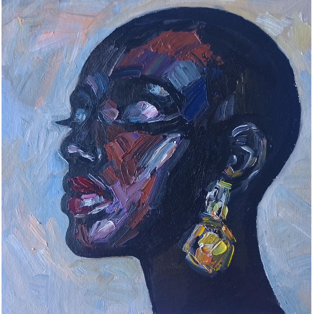 African American Woman Painting Oil Original, Black Woman Portrait ...