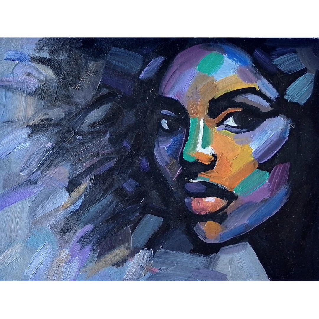 African American Woman Painting Oil Original, Black Woman Portrait ...