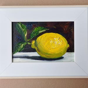 Lemon Oil Painting Original, Kitchen Citrus Art, Framed, Small Still Life, PaintingByNata