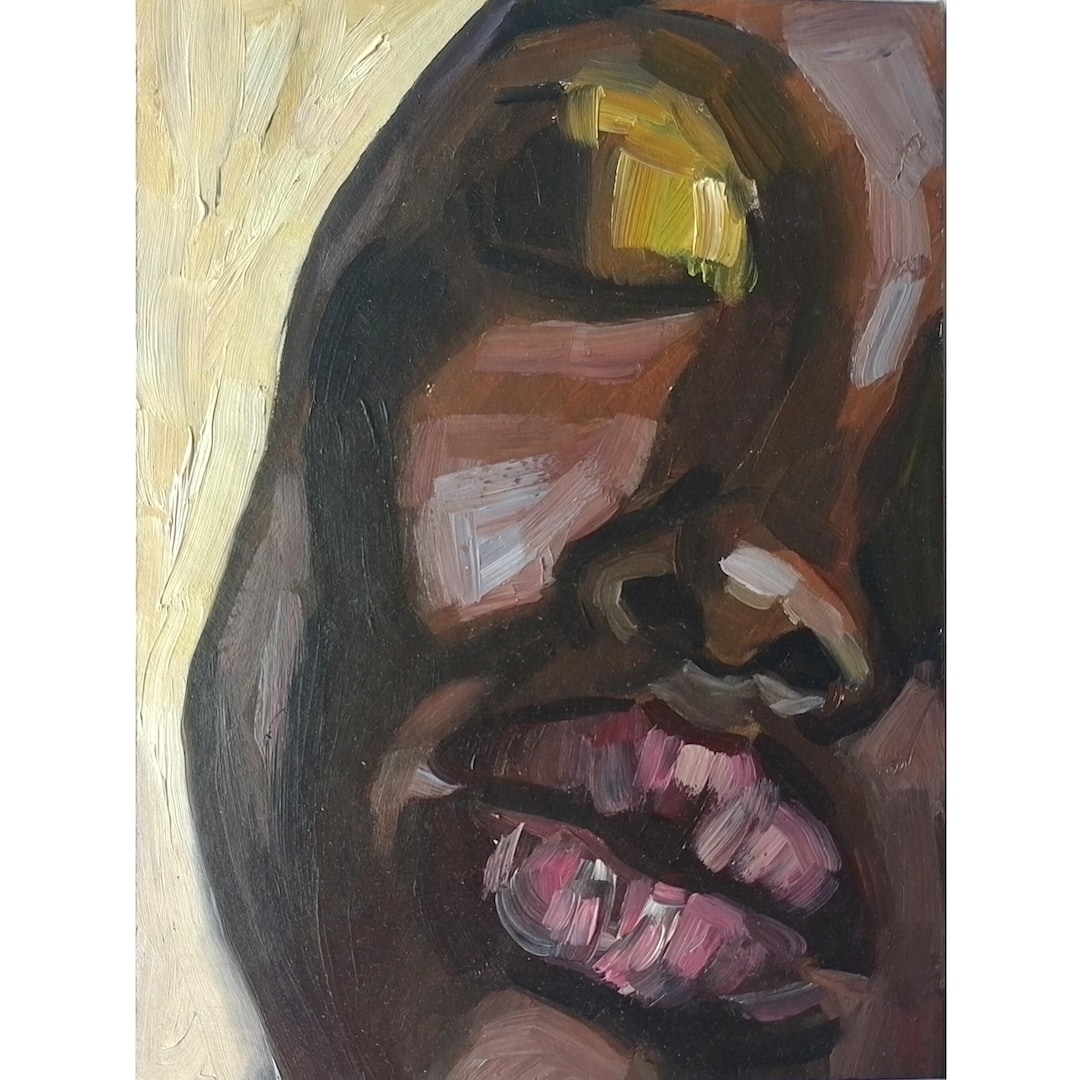 African American Woman Painting Oil Original, Black Woman Portrait ...
