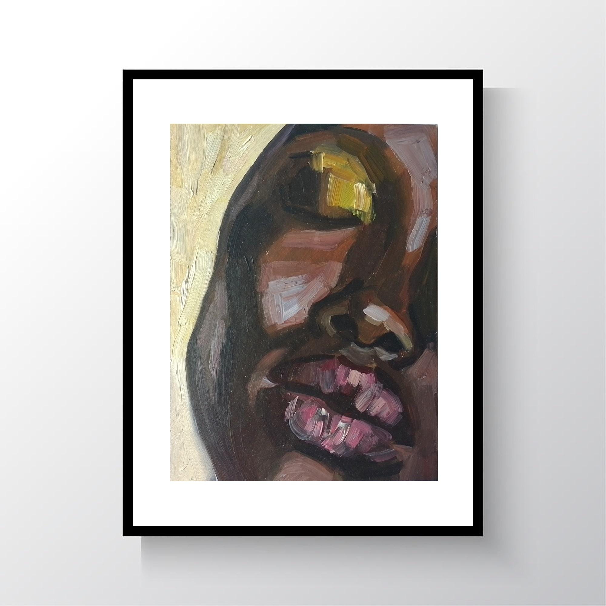 African American Woman Painting Oil Original, Black Woman Portrait ...