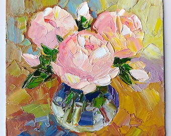 Pink Peonies Oil Painting Original, Floral Still Life, Made to Order, PaintingByNata