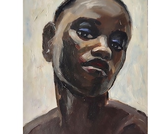 Origineel olieverfschilderij van een Afro-Amerikaanse vrouw, portret van een zwarte vrouw, op bestelling gemaakt, PaintingByNata