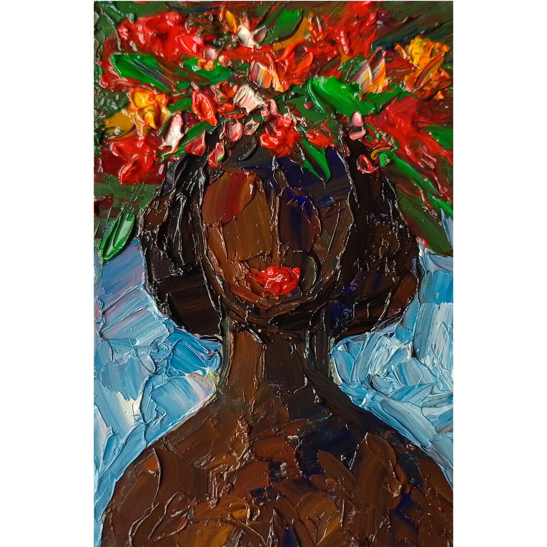 African American Woman Painting Original Oil Faceless Portrait Black ...