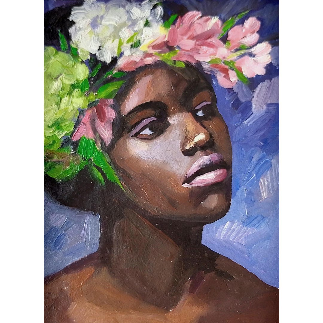 African American Woman Painting Oil Original, Black Woman Portrait ...