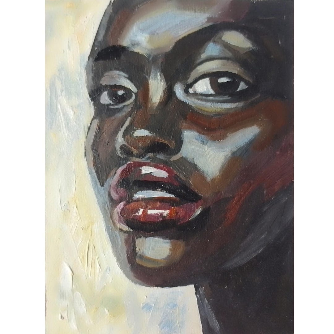 African American Woman Painting Oil Original, Black Woman Portrait ...