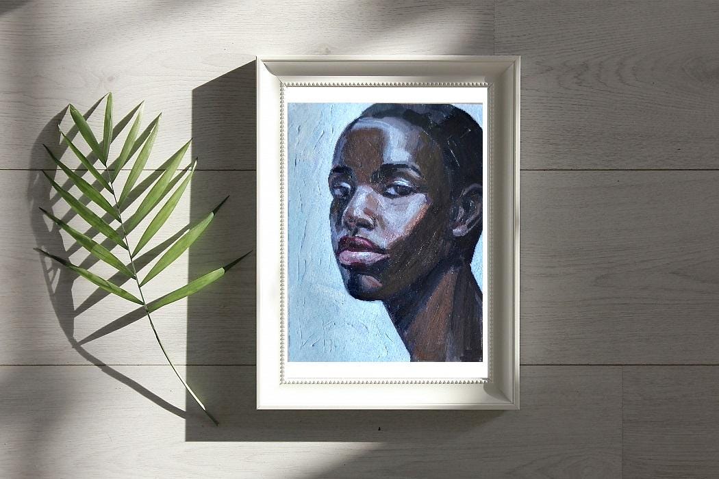 African American Woman Painting Oil Original, Black Woman Portrait ...