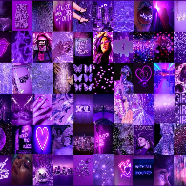 60pc "PURPLE VSCO" AESTHETIC Wall Collage Kit | Same Day Shipping | Dorm Room | Gift | Best Value | Purple | (4 x 6) Photo Prints