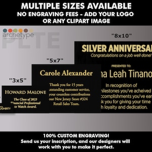 PLTE/Black (Gold Lettering) | Engraved Metal Plate | Plate | Multiple Sizes | Custom Engraving | Custom Size | No Engraving Fee