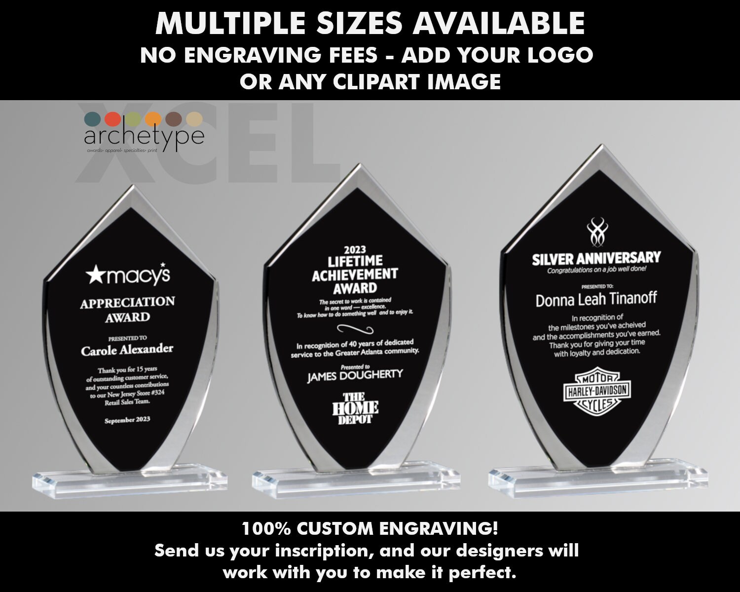 XCEL/SHIELD Glass Award Corporate Gift Multiple Sizes - Etsy